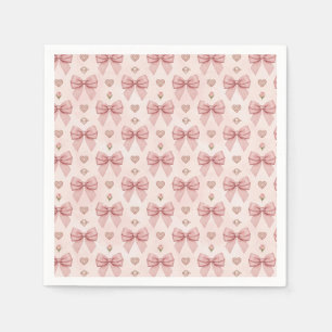 Diamantring mit rosa Schleifen-Herzmuster Serviette