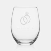 Diamantring Monogram-Gastgeschenk Hochzeit Weinglas Ohne Stiel (Rückseite)
