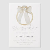 Diamantring Sie bindet das Knoten-Brautparty Pergament Einladungen (Vorderseite)