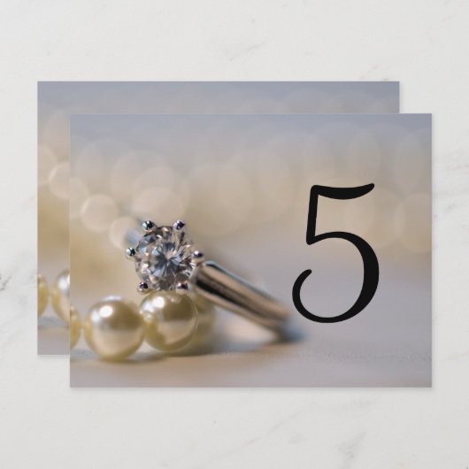 Diamantring und Perlen Hochzeitsfeiern Tischnummer (Vorne/Hinten)