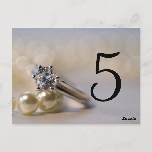 Diamantring und Perlen Hochzeitsfeiern Tischnummer (Rückseite)
