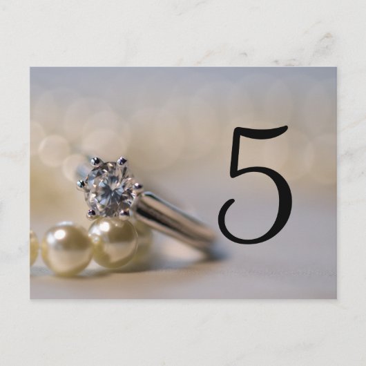 Diamantring und Perlen Hochzeitsfeiern Tischnummer (Vorderseite)
