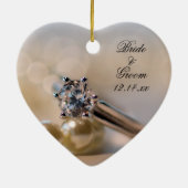 Diamantring und Perlen-Verlobung Keramik Ornament (Hinten)