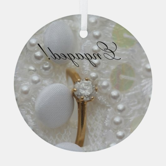 Diamantring-Verlobung Ornament Aus Glas (Rückseite)