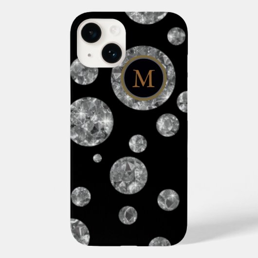 Diamantringe auf schwarz, personalisiert Case-Mate iPhone hülle (Rückseite)