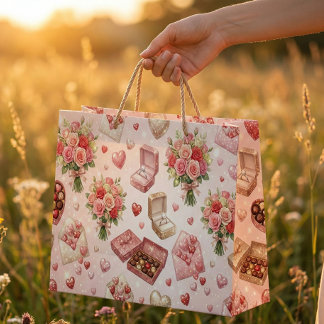 Diamantringe, Rosen und Luxus-Geschenkboxen-Muster Große Geschenktüte