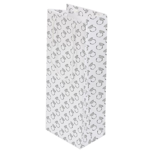Diamantringe Silbermuster Geschenktüte Für Weinflaschen (Vorderseite Schrägansicht)