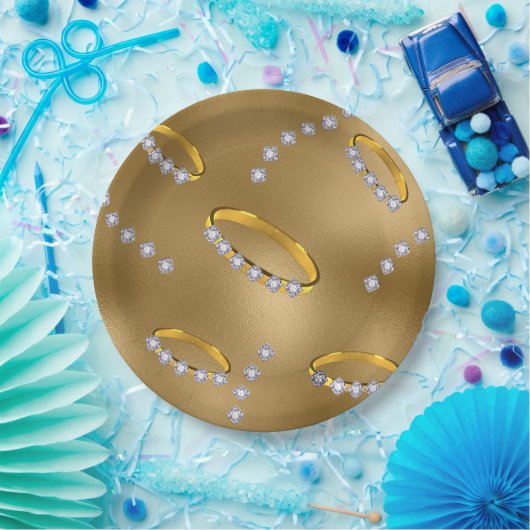Diamantringgold Pappteller (Party)