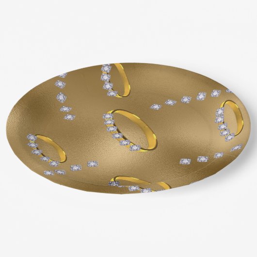 Diamantringgold Pappteller (Schrägansicht)