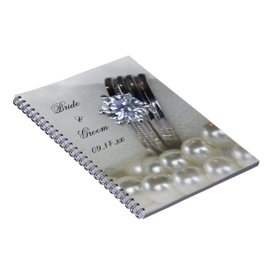 Diamantrings und Perlen Hochzeit Notizblock (Rechte Seite)