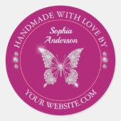 Diamantschmetterling, handgefertigt mit Liebe Deep Runder Aufkleber (Vorderseite)