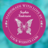 Diamantschmetterling, handgefertigt mit Liebe Deep Runder Aufkleber