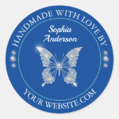 Diamantschmetterling, handgefertigt mit Liebe, tie Runder Aufkleber (Vorderseite)