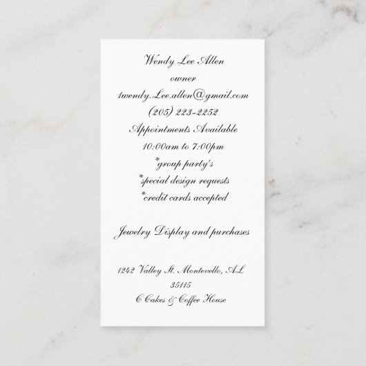 Diamantschmuck elegant visitenkarte (Rückseite)