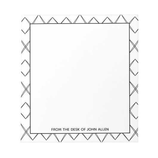 Diamantschwarz und weißer Notepad (Anpassen) Notizblock (Vorderseite)