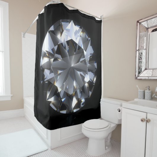 Diamantstein: schwarzer Raumfunkel. Duschvorhang (Beispiel)