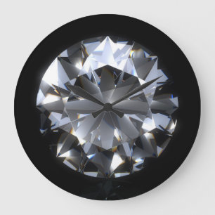 Diamantstein: schwarzer Raumfunkel. Große Wanduhr