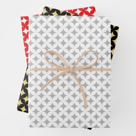 Diamantstern für schwarzes, rotes und weißes Umsch Geschenkpapier Set (Beispiel)