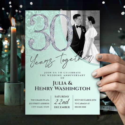 Diamanttextur 30. Hochzeitstag Einladung