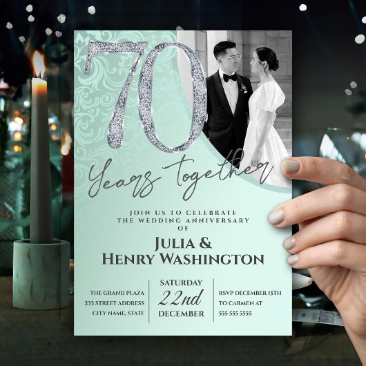 Diamanttextur-Text 70. Hochzeitstag  Einladung