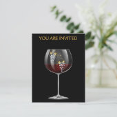 Diamanttrauben - Einladung aus edlem Weinglas (Stehend Vorderseite)