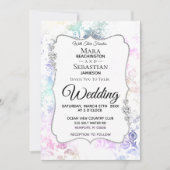 *~* Diamantweiße Vintage Damaskadenhochzeit Einladung (Vorderseite)