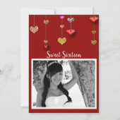 Diamond 16 Valentiner's Hearts Birthday Party Foto Einladung (Rückseite)