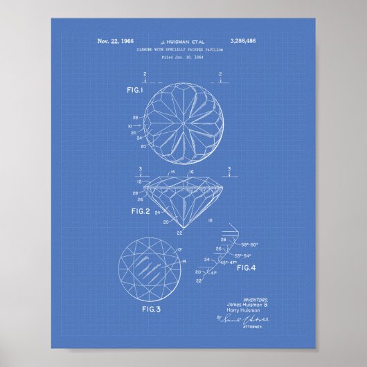 Diamond 1966 Patent Art Blueprint Poster (Vorne)