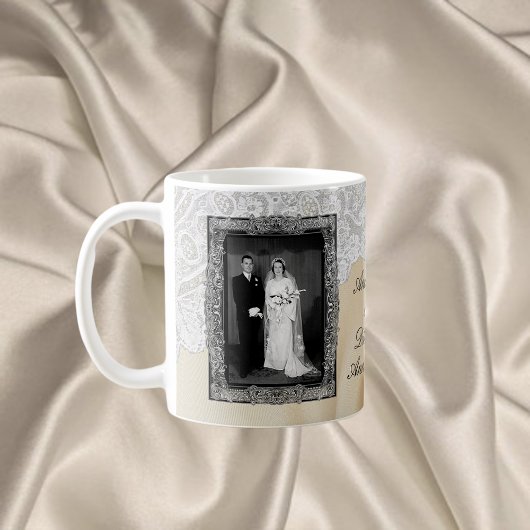 Diamond 60. elegantes Foto Hochzeit Jahrestag Kaffeetasse