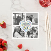 Diamond 60. Hochzeit Jubiläum Herz vier Fotos Serviette (Beispiel)