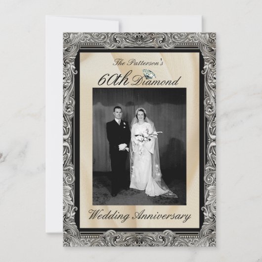 Diamond 60. Hochzeitsszenario Foto Rahmen Einladung (Vorderseite)