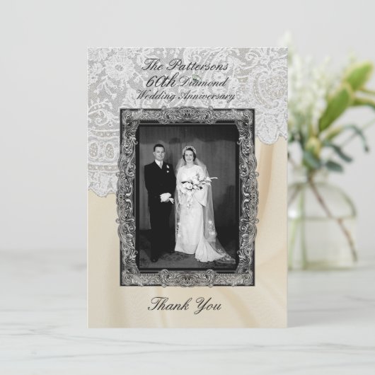 Diamond 60. Hochzeitstag Dankeskarte (Stehend Vorderseite)