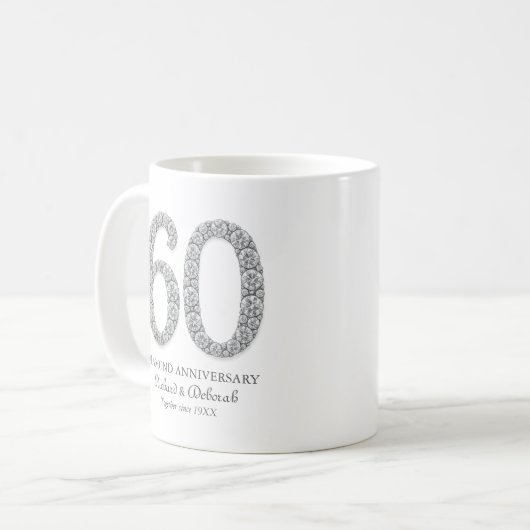 Diamond 60. Hochzeitstag Kaffeetasse (Vorderseite Links)