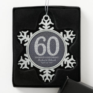Diamond 60. Hochzeitstag Schneeflocken Zinn-Ornament