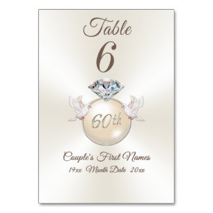 Diamond 60-Jährige Tischnummer Cards