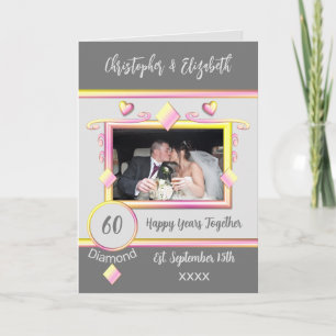 Diamond 60. Jubiläum fügen Foto-Namen gelb Karte