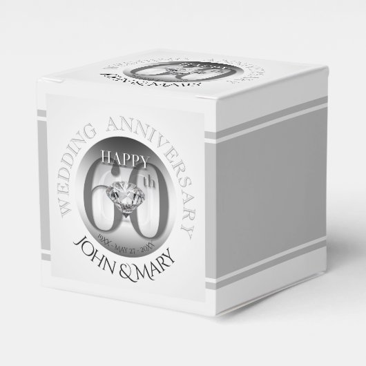 Diamond 60 TH Wedding Anniversary Cube Favor Box Geschenkschachtel (Vorderseite)