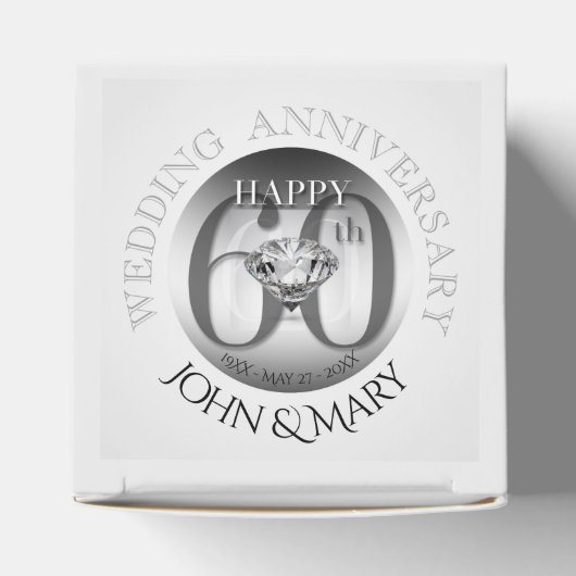 Diamond 60 TH Wedding Anniversary Cube Favor Box Geschenkschachtel (Oben)