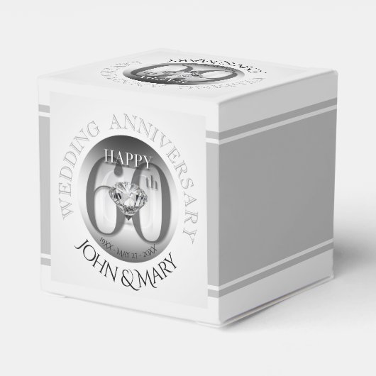 Diamond 60 TH Wedding Anniversary Cube Favor Box Geschenkschachtel (Rückseite)