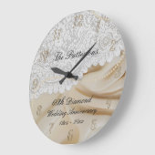 Diamond 60. Wedding Jubiläum Satin Lace Große Wanduhr (Winkel)