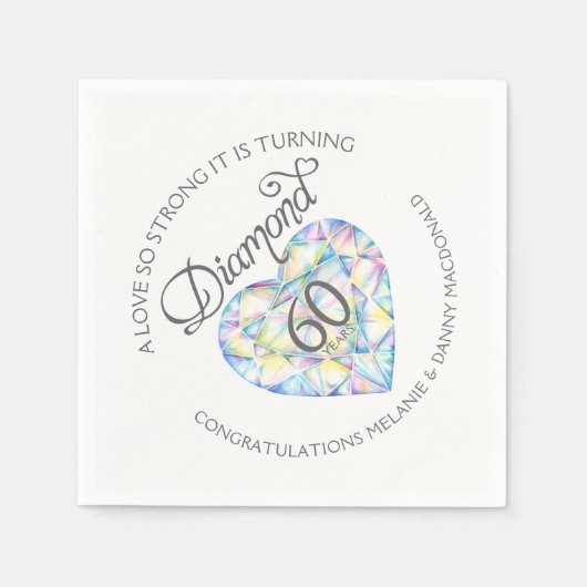 Diamond 60th Anniversary Herzkunst Servietten (Vorderseite)
