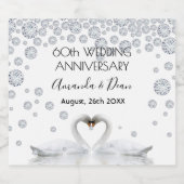 Diamond 60th wedding anniversary white swans schaumweinetikett (Einzelnes Label)