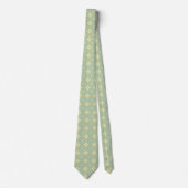 Diamond and Wave Pattern Gold Cyan Krawatte (Vorderseite)