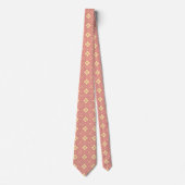Diamond and Wave Pattern Gold Pink Krawatte (Vorderseite)