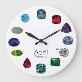 Diamond, April Birthstone Große Wanduhr