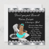 Diamond Aquamarin Blue Black Breakfast Baby Dusche Einladung (Rückseite)