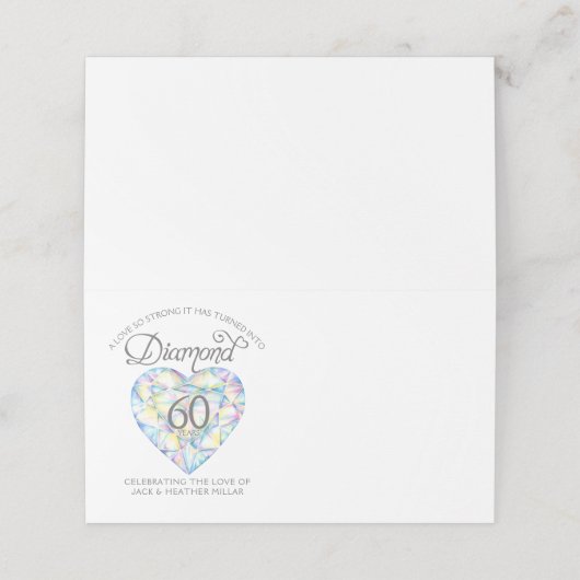 Diamond Aquarell 60. Hochzeitsveranstaltung Platzk Platzkarte (Außenseite Aufgefaltet)