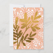 Diamond Birthday Peach Pastel Gold Leaf Lace Einladung (Rückseite)