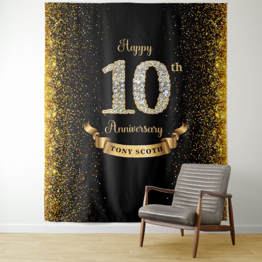 Diamond Black and Gold Jubiläum Hintergrund Wandteppich (Beispiel)