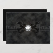 Diamond Black Krawatte Bow Gothic Einladung (Vorne/Hinten)